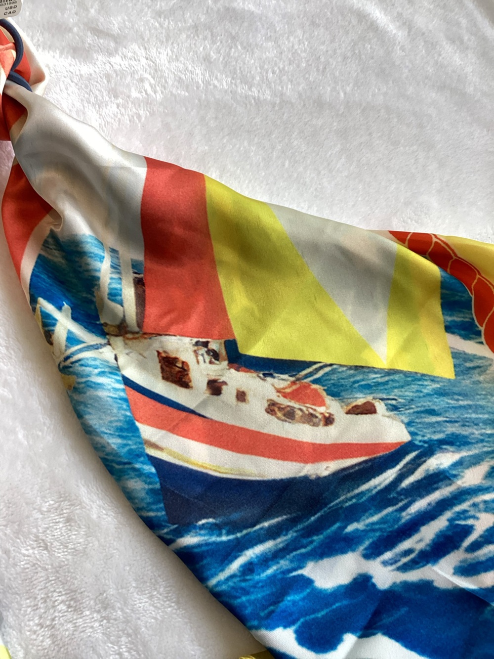 ⛵️Anthropologie Silky Scarves Head Hair Bag Scarf Set of 2 New Sailboat Nautical - Picture 6 of 10